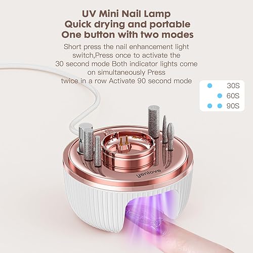 Miniatura 2 de Lima de uñas eléctrica, kit de taladro de uñas con lámpara de uñas, lima de uñas inalámbrica para uñas de gel acrílico, herramienta profesional de