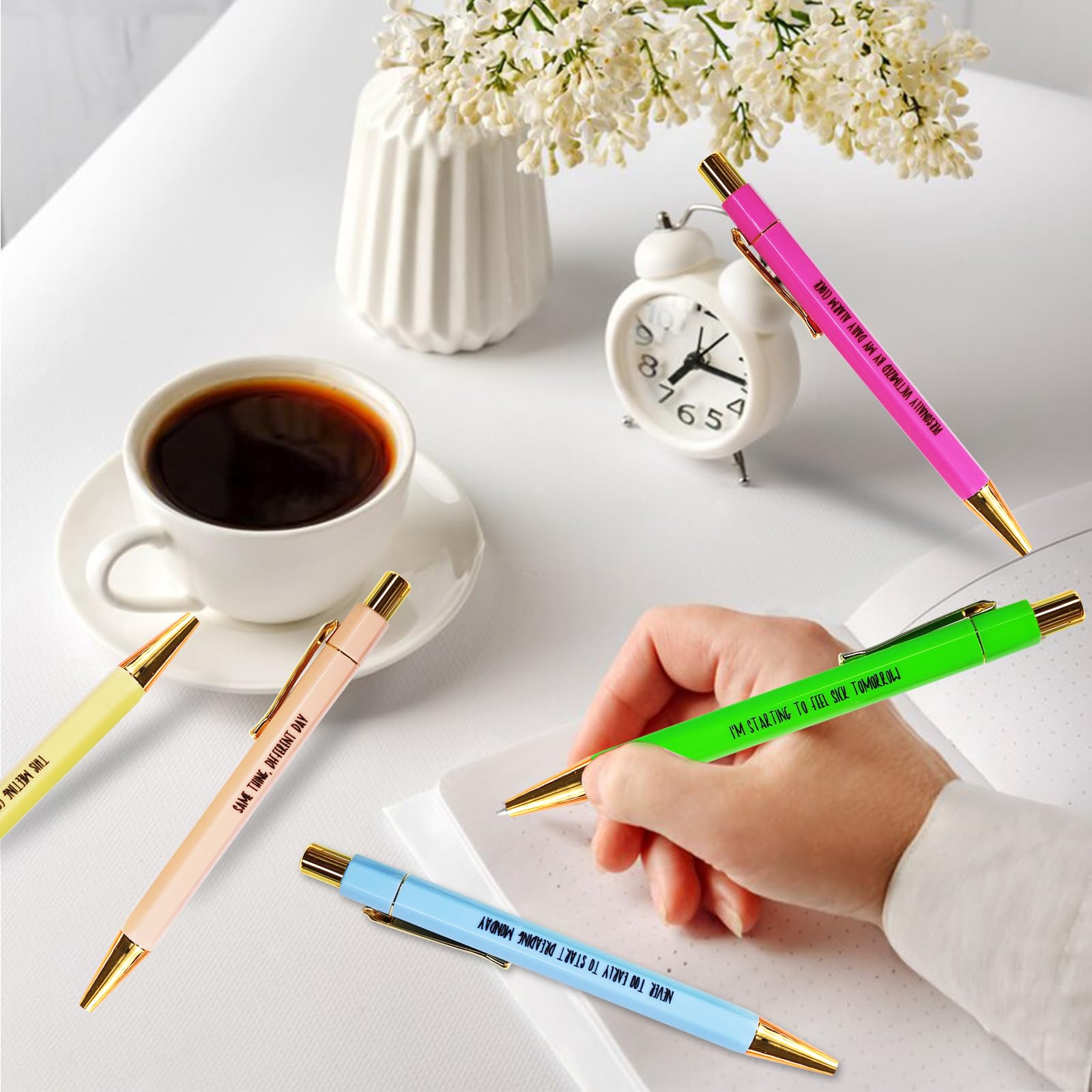 SHCHME Funny Pen Set - 5PCS Swear Word Ballpoint Pens, Black Ink Novelty Pens For Office & Colleagues