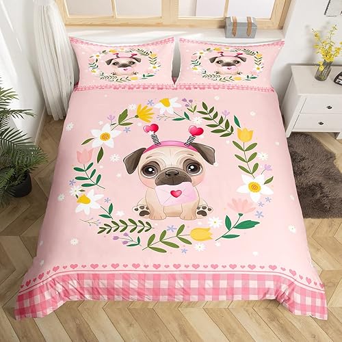 Erosebridal Juego de ropa de cama para perros y niños pequeños, funda de edredón Kawaii para cachorros, funda de edredón de animales de mascotas de