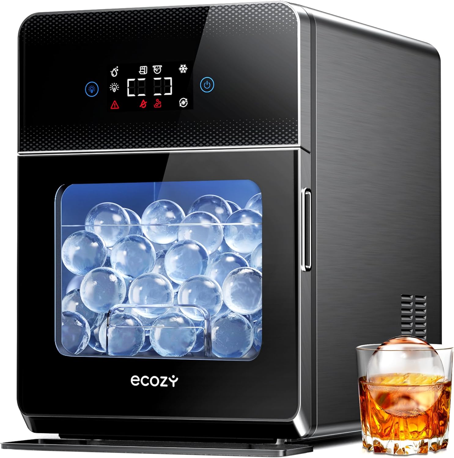 ecozy 2″ Clear Ice Ball Maker with CrystalFlux Technology, 4 pcs in 40 Mins, 144 pcs/Day, Sphere Ice Maker with Enhanced Insulation, Automatic Water Supply, Self-Cleaning for Whiskey & Bourbon ecozy 2″ Clear Ice Ball Maker with CrystalFlux Technology, 4 pcs in 40 Mins, 144 pcs/Day, Sphere Ice Maker with Enhanced Insulation, Automatic Water Supply, Self-Cleaning for Whiskey & Bourbon
