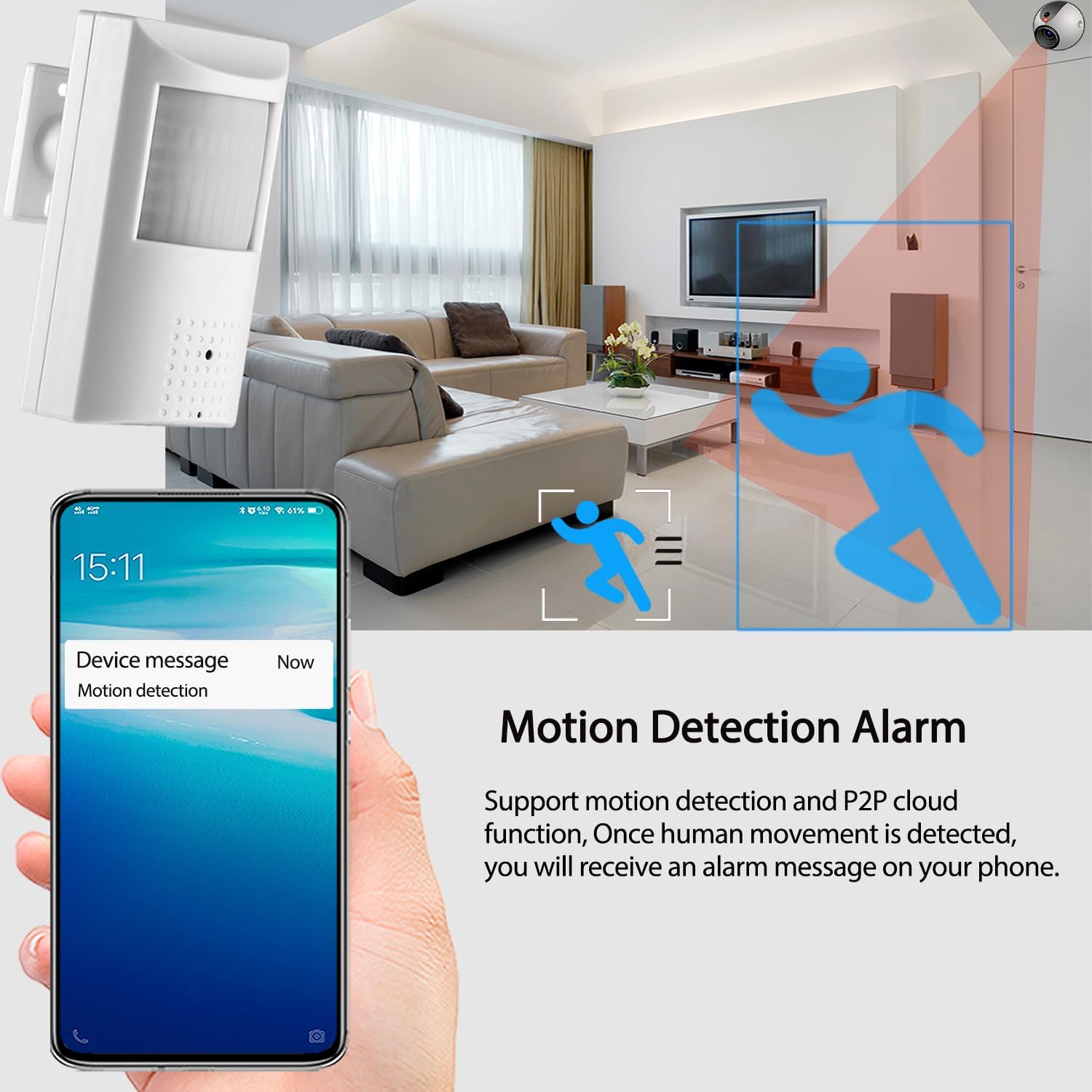 HD 5MP PIR 940nm Invisible LED POE IP Camera Built in Micro-Phone,3.7mm Lens 80° View Day and IR Night Vision CCTV Indoor Security Camera,P2P H.265 Motion Detection (IPIR-P-A-HS)