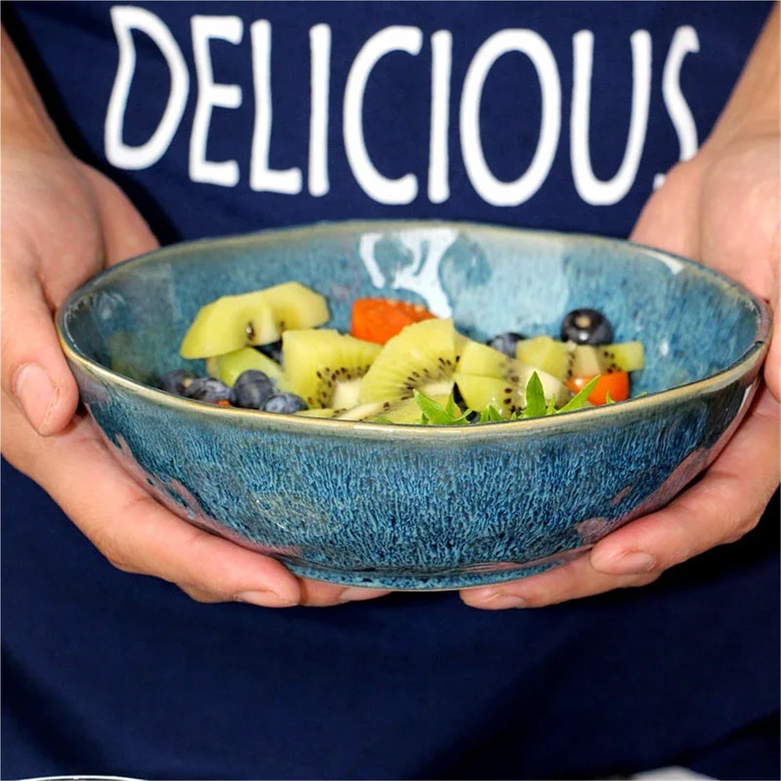 Ensaladeras Cuenco Irregular Creativo, Cuencos de cerámica Personalizados, ensaladera, Cuencos for Pasta, Juego de Cuencos for Sopa y Fideos para Cereales, Ensalada