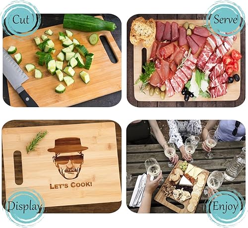 Miniatura 4 de Breaking Bad - Tabla de cortar de madera de bambú grabada con asa, regalo divertido para el día del padre, cumpleaños, Navidad, charcutería, bandeja