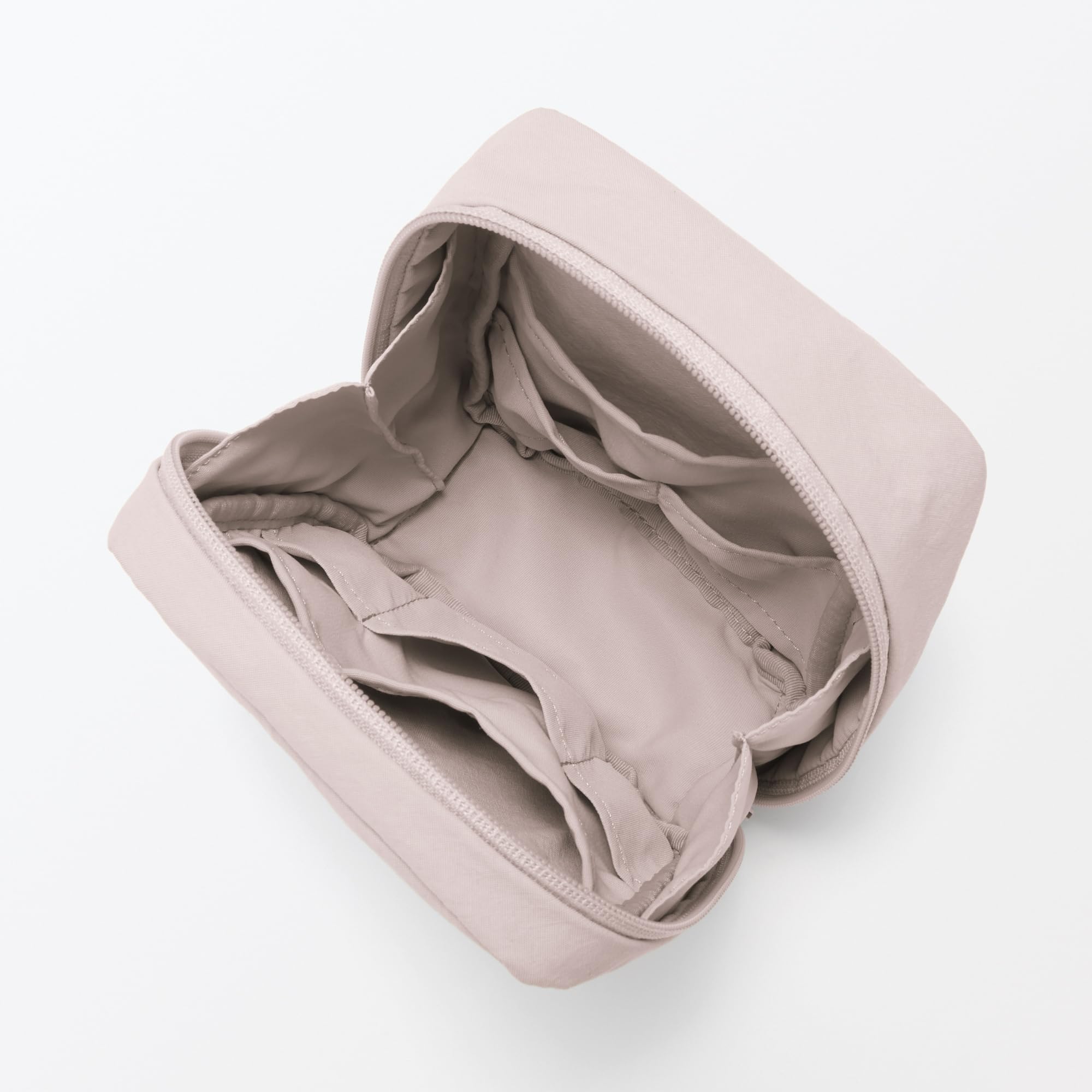 MUJI 84475870 Wrinkle Nylon Wide Open Square Pouch, rosa, ca. 14 x 16 x 6 cm