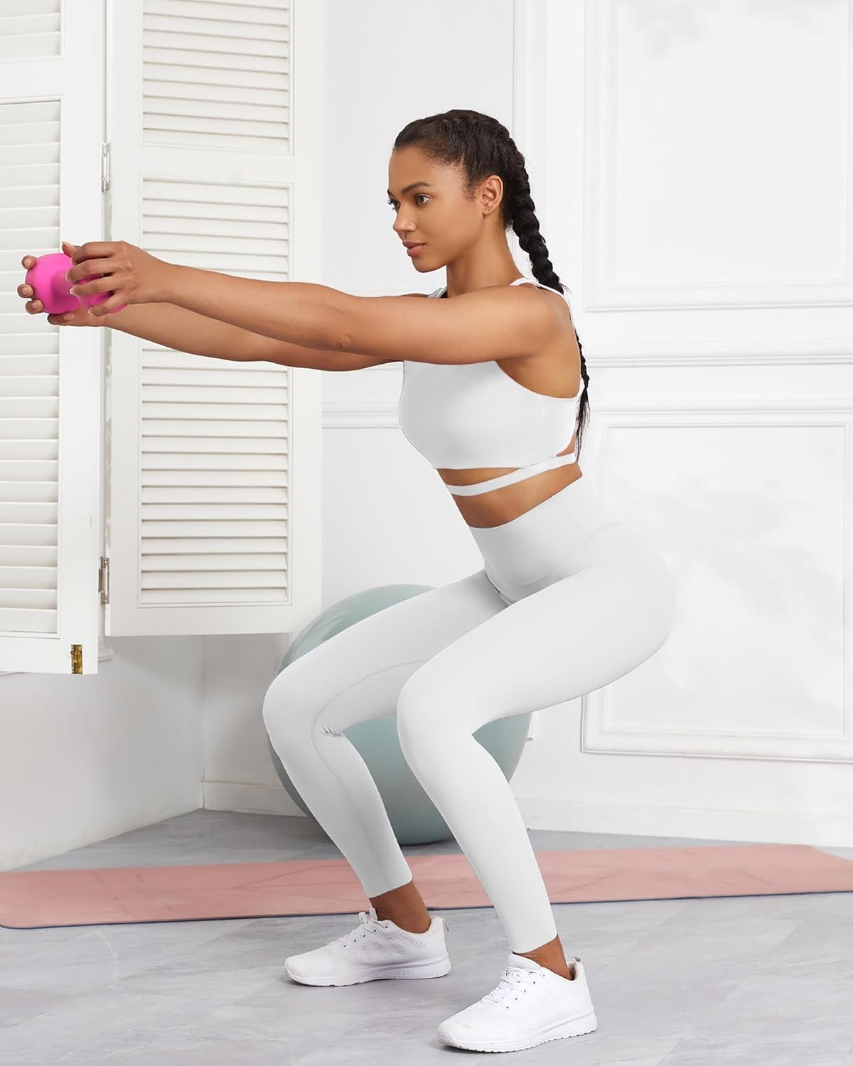 XUNYU Sports Bra for Women High Support Padded High Neck Workout Tops Cut Out Crop Top Open Back Yoga Tank Running - Image 5