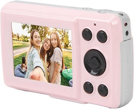 Digital Camera, 1080P 16MP Vlogging Camera with 2.4inch Screen for Travel, 16X Digital Zoom Digital Point and Shoot Camera for Teens Adult Beginner (Pink)
