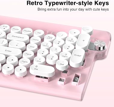 RaceGT Wireless Keyboard and Mouse Combo - Cute Pink Keyboard with Phone Holder, 2.4G USB Computer Set for Windows Laptop/Desktop/PC