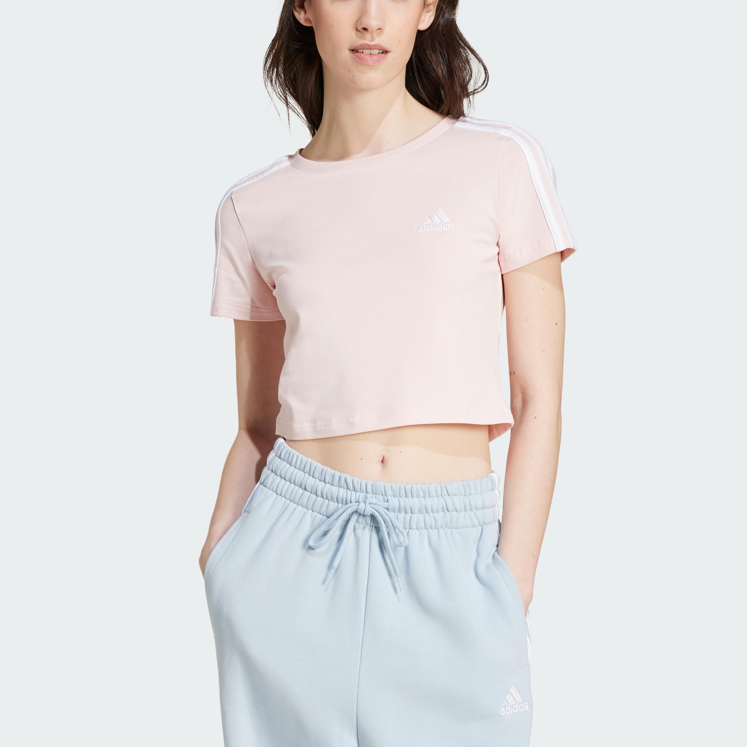 Adidas Essentials 3-Stripes Crop tee Camiseta de Manga Corta Mujer (Pack de 1)