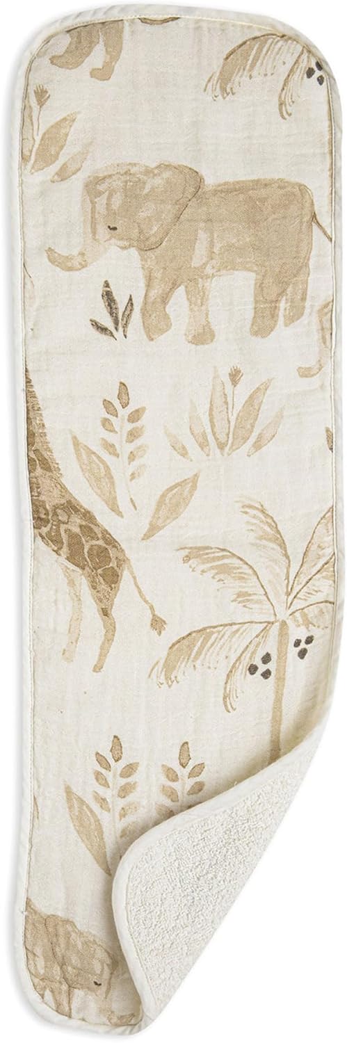 Crane Baby Muslin Baby Burp Cloths Set of 3, Safari Animal Print, 100% Cotton, Absorbent, Lightweight, 7"X20", Baby Newborn Essentials, Safari Baby Stuff - Image 4