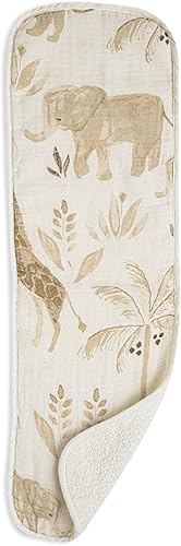 Miniatura 4 de Crane Baby Juego de 3 paños de muselina para bebé, estampado de animales safari, 100% algodón, absorbentes, ligeros, 7 x 20 pulgadas, esenciales