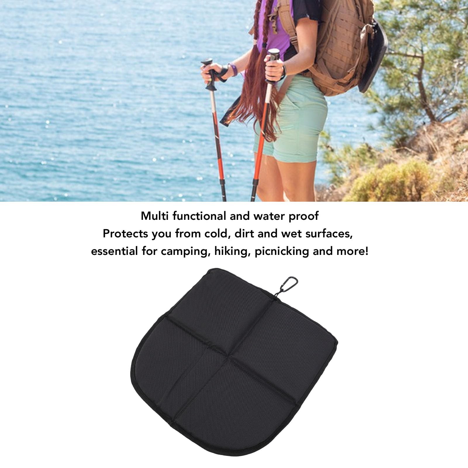 Outdoor Sitting Mat, Portable Thickened Seat Cushion Folding Camping Sit Pad Mat with Hanging Hook, for Picnic, Backpacking, Hiking, Stadium Seating