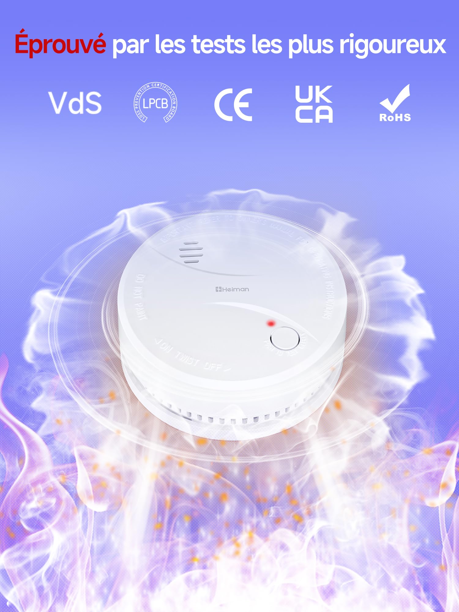 HEIMAN Détecteur de fumée sans Fil avec 10 Ans Batterie au Lithium, Détecteur de fumée à détecteur photoélectrique,Certifié VDS & TÜV Selon EN14604 (Lot de 5)