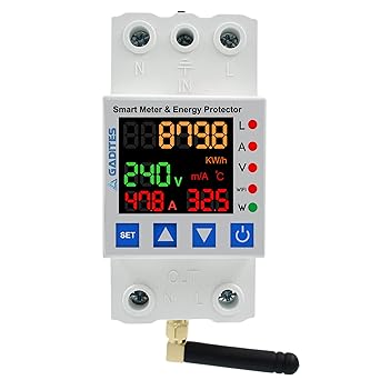 GADITES All In 1 Over under Voltage protector/Energy Meter/Earth leakage/Wifi Control/IOT SWITCH/Timer switch/Over Load Protection With Smart life App (63 Amps)