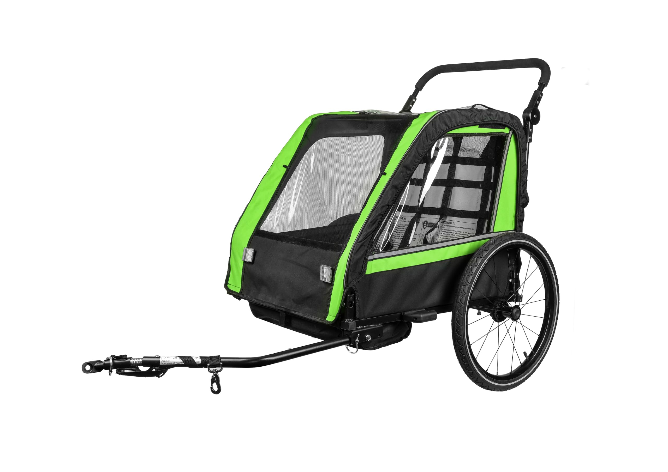 Rimorchio per bicicletta per bambini per 1-2 bambini, 2 in 1, rimorchio per bicicletta e passeggino fino a 36 kg, sistema di cintura a 5 punti, ruote da 20 pollici, ruote a sgancio rapido, sistema di