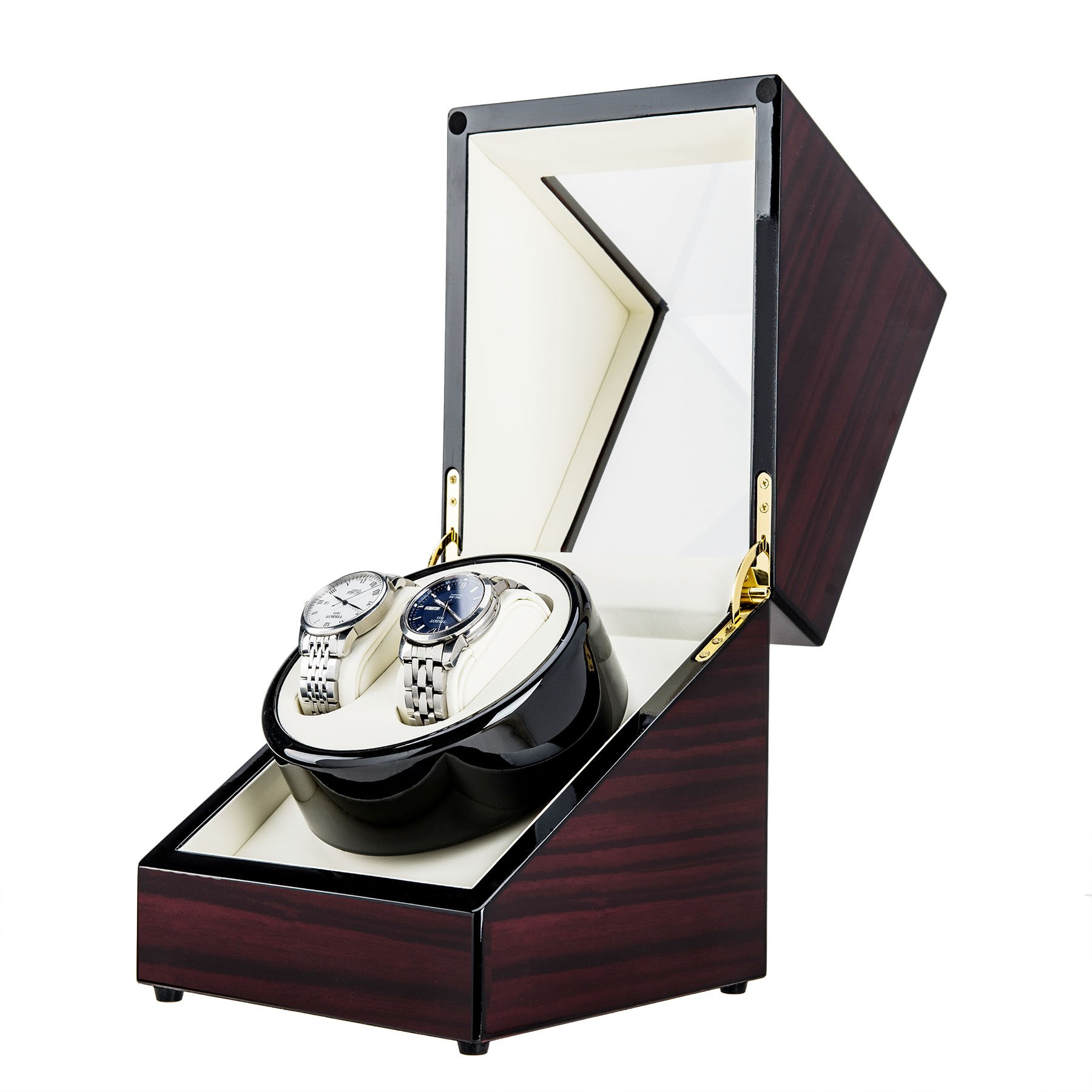 Watch Winder Automatic Watch Winder Watch Box for Automatic Watches 2 Watches 3 Rotating Modes Adapter Included Super Quiet Motor Black and Red High Gloss Choice of Colours