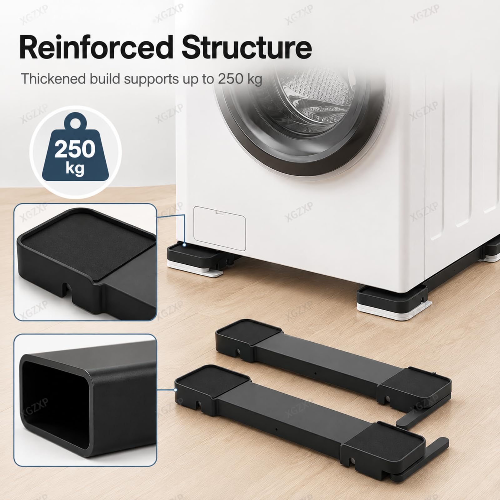Elevador O Bajador De Pedestal para Lavadora Y Secadora, Soporte Ajustable para Muebles, Soporta hasta 250 Kg, Soporte Doble De 23,6 Pulgadas, Compatible con Lavadoras, Black