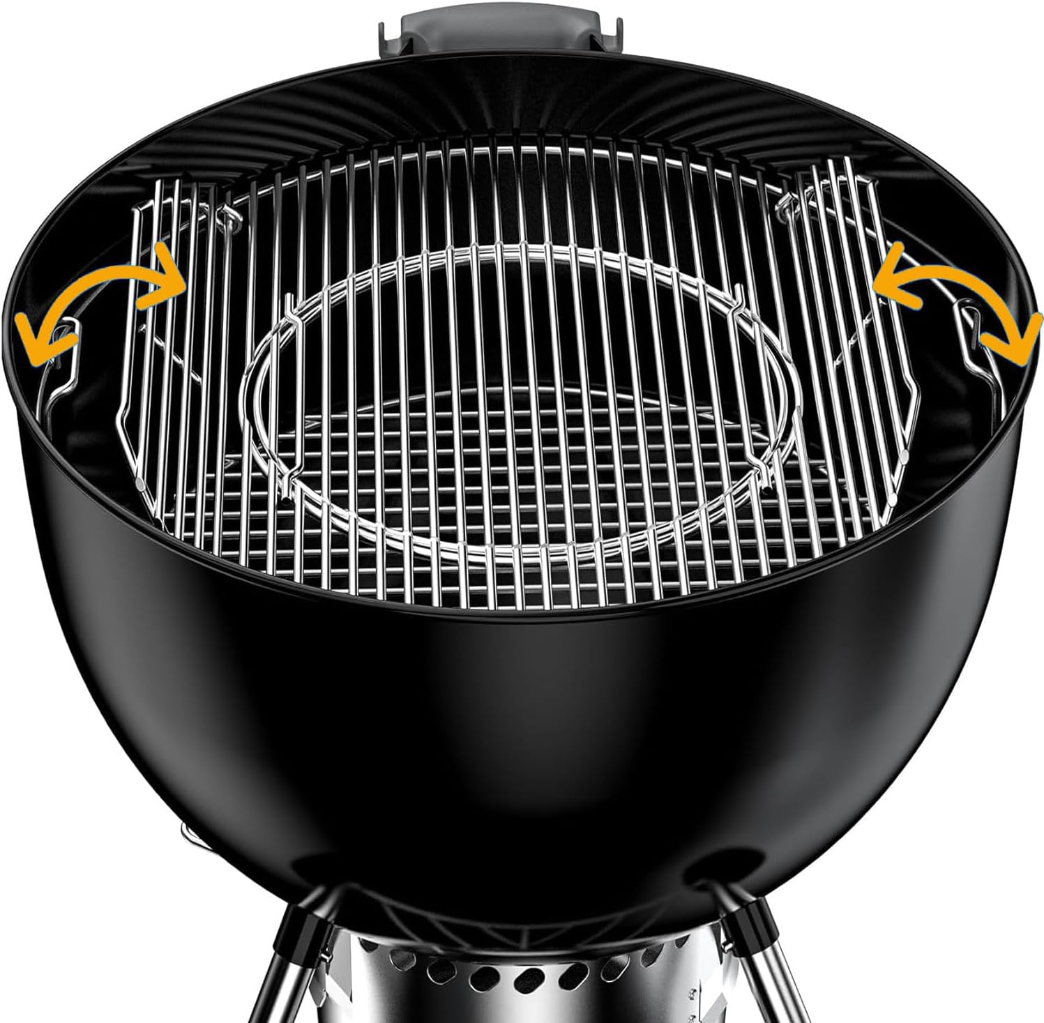 Hinged Cooking Grate for 22.5” Charcoal Grill, Charcoal Kettle, One-Touch Silver, Bar-B-Kettle, Master-Touch,Performer, 21.5" Gourmet BBQ System,Grill Grate Replacement Part for Weber 8835 with Handle