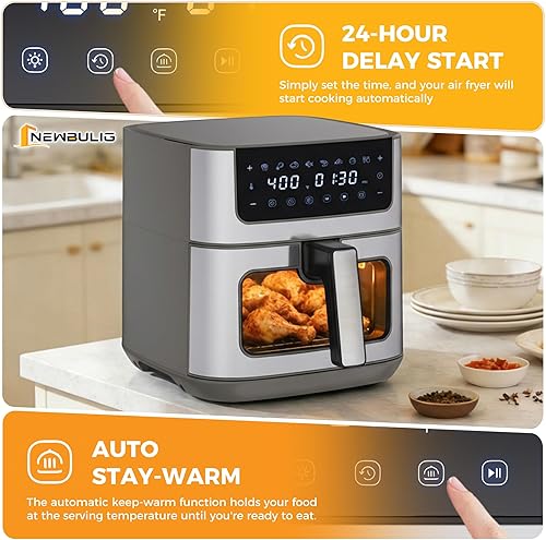 Miniatura 6 de NEWBULIG Air Fryer 6.34QT, Airfryer with Visible Window, 400 Fast Heating Air Fryers Oven with Nonstick and Dishwasher-Safe Basket, 8-in-1 Cooking