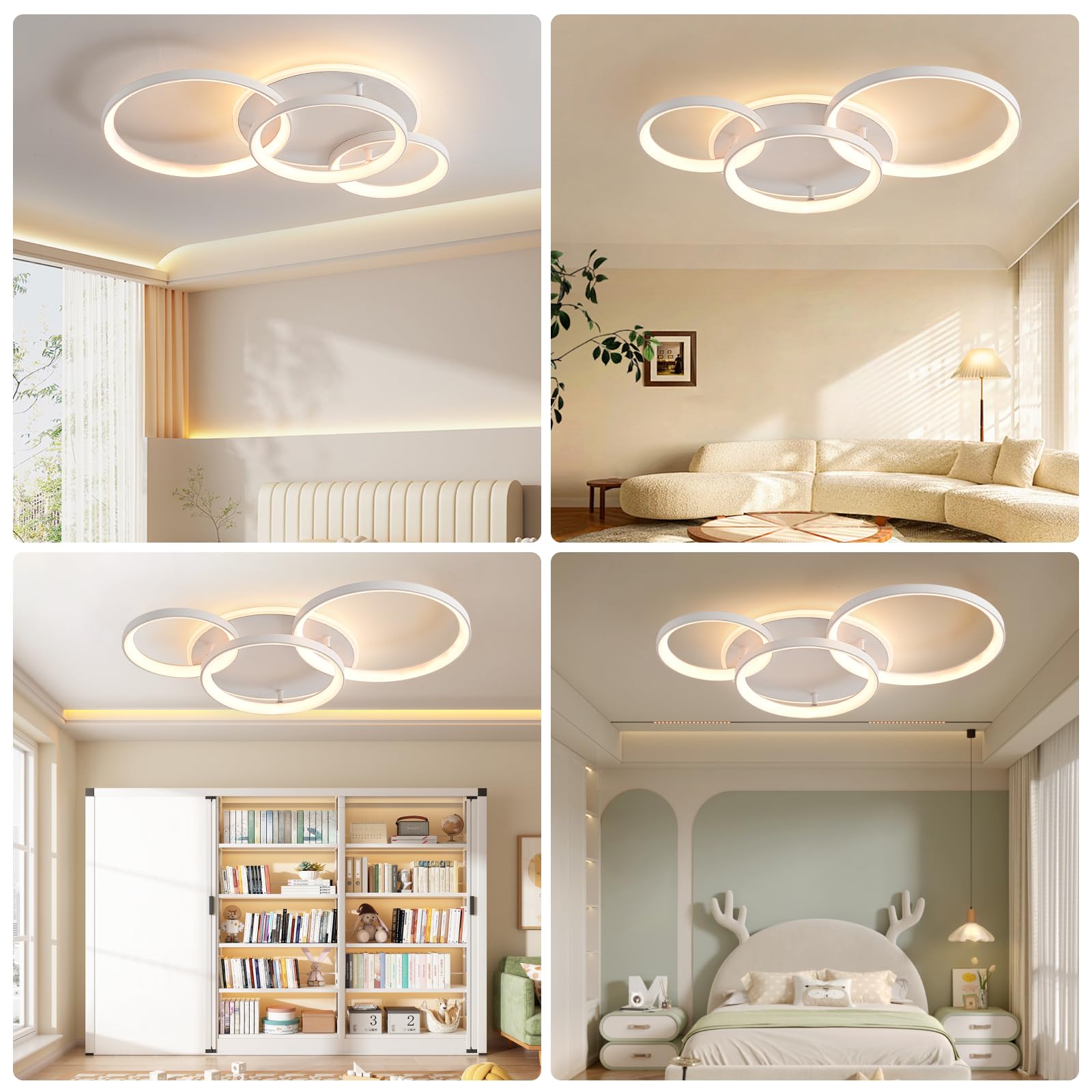 Lampadario Dimmerabile 3000K-6000K, Plafoniera LED Soffitto, 45W 3800lm | lampadario soggiorno, lampadario led, plafoniera led soffitto dimmerabile per Soggiorno Camera da Letto Sala da Pranzo