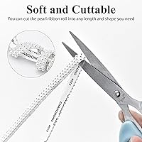 Vista 4 de Cintas de perlas autoadhesivas para manualidades, calcomanías de diamantes de imitación, rollo de calcomanías de perlas de cristal, perla plana