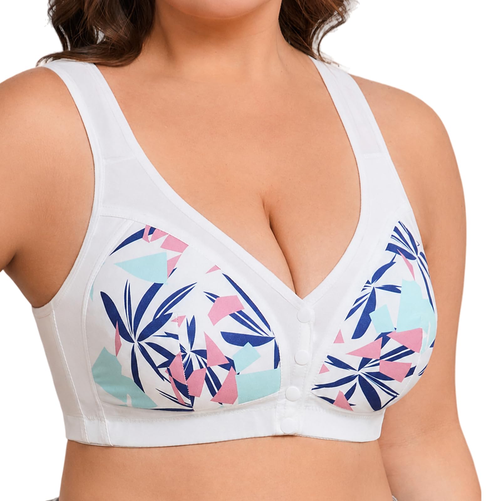 4er Pack BH Damen Ohne Bügel Mit Vorderverschluss, Komfort Seamless Bustier Vorne Verschließbar, Nahtloser Soft Entlastungs-BH Breite Träger Für Große Größen Schwarz Weiß