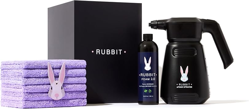 Electric Plus Kit, Waterless Car Wash Kit, Rechargeable Electric Sprayer, Foam 2.0 Solution, 6 Reusable Microfiber Towels, Air Freshener, Car Cleaning Supplies, 9 Piece Auto Cleaning Kit