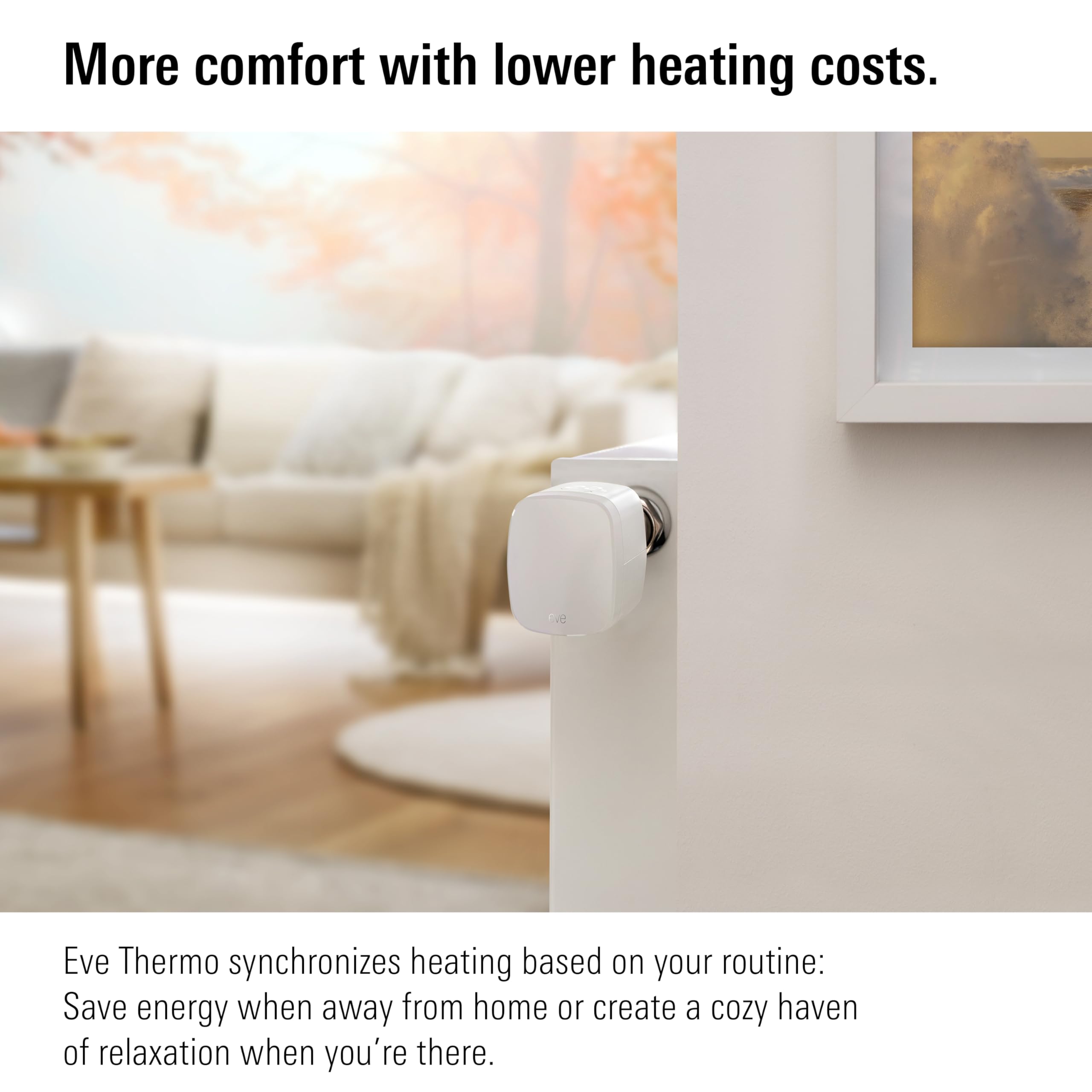 Eve Thermo (Matter, 4e gén) Lot de 4-vanne de radiateur à Thermostat Intelligent, contrôle Automatique de la température, Alexa, Apple Maison, GoogleHome, nécessite Un Thread Border Router