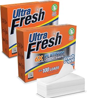 Ultra Fresh 6X Platinum Detergent Sheets, Fresh Scent, 200 Loads, 2-Pack | Ultra-Concentrated, Stain-Fighting Formula for All Machine Types Including HE, 100 Count for Home, Travel or Everyday Use