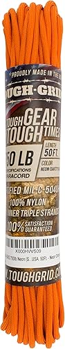 Miniatura 4 de TOUGH-GRID - Cuerda paracaídas de 340 kg, cuerda paracaídas 100% nailon Mil-Spec tipo IV utilizada por el ejército de Estados Unidos, ideal para