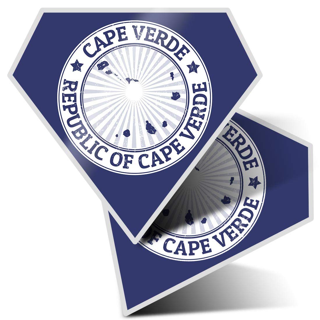 2 x Diamond Stickers 7.5 cm - Republic of Cape Verde Map Travel Fun Decals for Laptops,Tablets,Luggage,Scrap Booking,Fridges, 4664