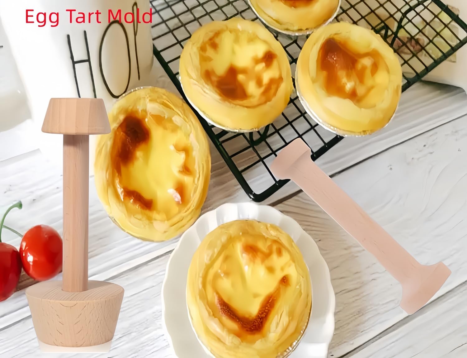 Wooden Tart Tamper Set - 3 Piece Baking Tool -5 Wooden Tart Tamper Set - 3 Piece Baking Tool -5