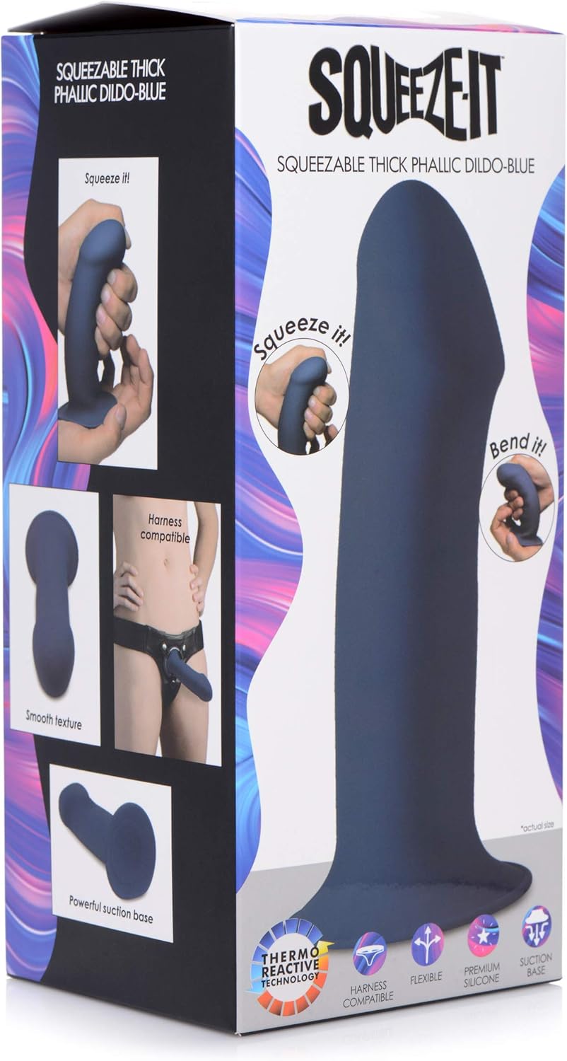 Squeeze-It Squeezable Thick Phallic Dildo - Blue