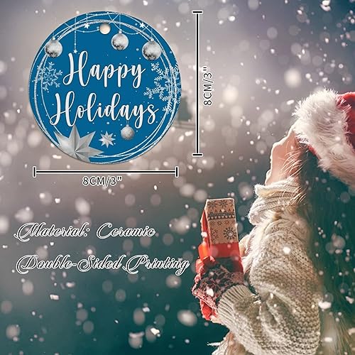 Miniatura 16 de Tree Decoration Ornaments Merry Christmas Y'all Ceramic Ornament Xmas Keepsake Gold Snowflake Ball Wreath Christmas Decor Welcome Winter Xmas