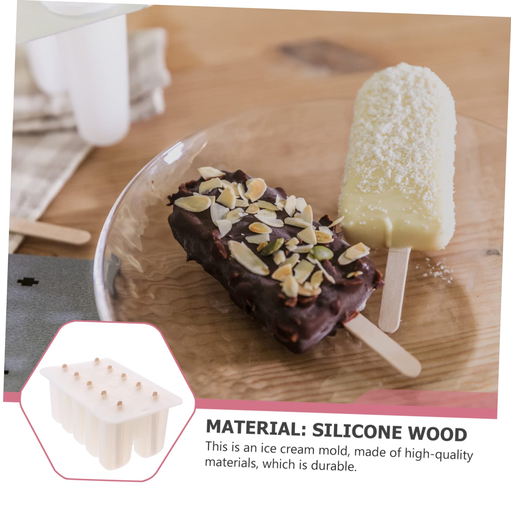 Moule à Glace Soi-Même, Silicone avec Bâtonnets Bois, Réutilisable