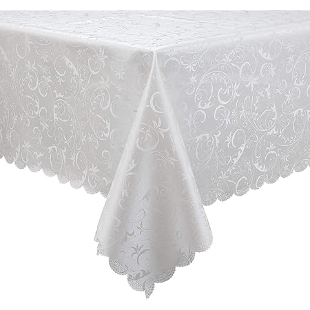 Amazon Com Locika Washable Vinyl Tablecloth Easy Care Dinning Tablecloth Rectangle Heavy Plastic Tablecloth Waterproof Spillproof Vinyl Tablecloth White 60 X 60 Square Home Kitchen