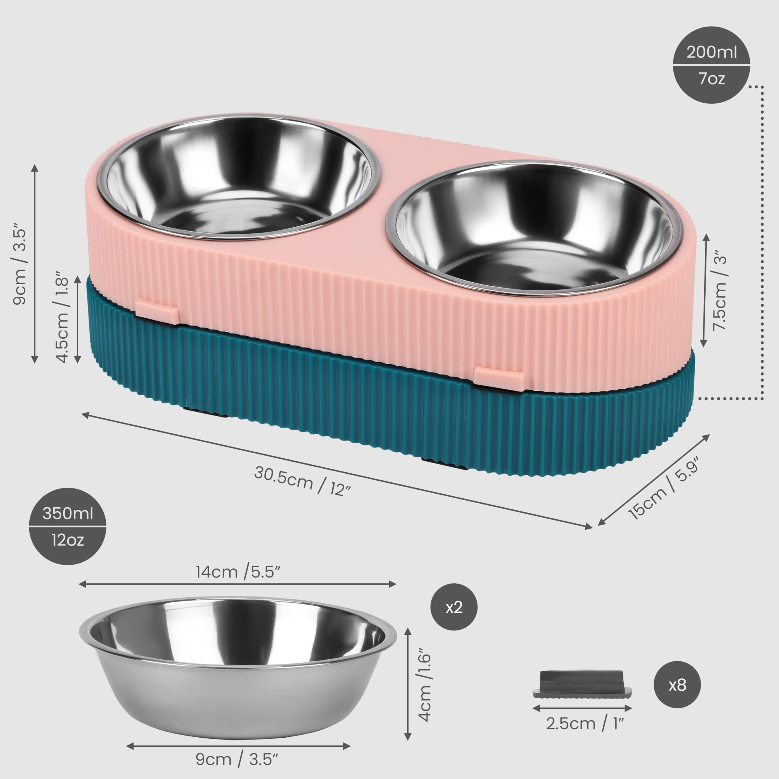 Ciotola Facile Pulire Atossica 2 Ciotole Per Cani In Acciaio Inox, Con Supporto Regolabile In Ciotola Per Cani Acciaio