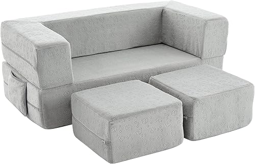 Ulax furniture Sofá modular de dos plazas para niños para sala de juegos Gris,Azul claro,https://www.amazon.com/dp/undefined
