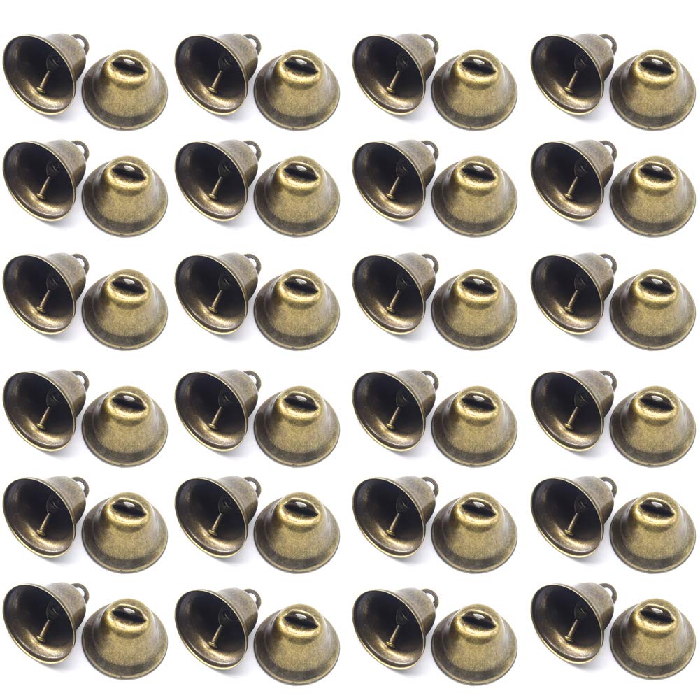 150 stuks metalen belletjes, 14 mm belletjes met ogen, met 20 m kleurrijk touw, knutselklokken, kleine klokken, kerstklokken voor festivaldecoraties, sieraden, hondenhalsbanden (7 kleuren