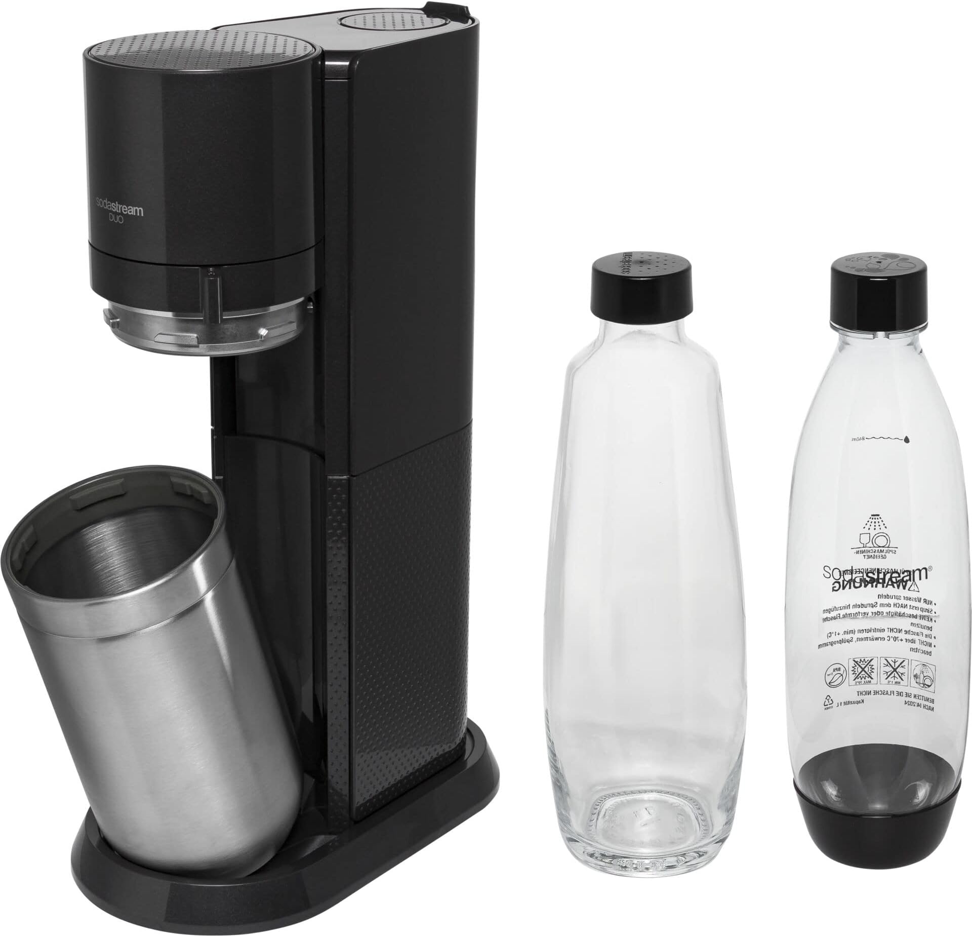 sodastreamDuo Sparkling Water Maker, Sparkling Water Machine & 2x 1L Fizzy Water Bottles, Retro Drinks Maker & BPA-Free Water Bottle, Glass Carafe, 2x Co2 Gas Bottle for Home Carbonated Water - White