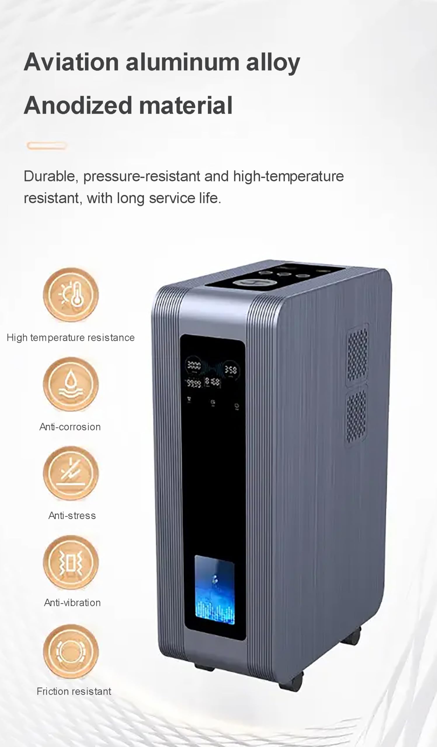 Máquina de inhalación de hidrógeno, generador de Agua de hidrógeno de 3000 ml/min, ionizador PEM de Alta pureza del 99,99% con Ruedas universales, para Aumentar la energía