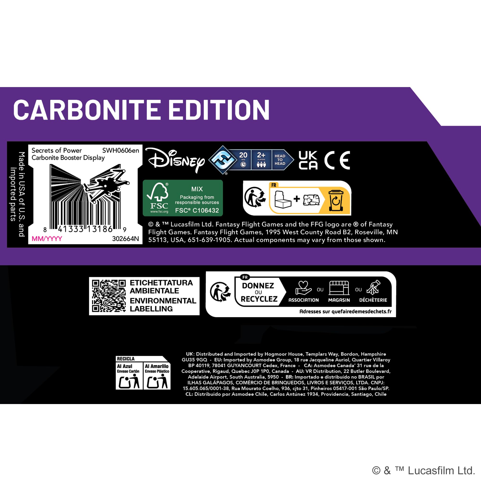 Asmodee - FFG - Star Wars: Unlimited Trading Card Game - Secrets of Power - Carbonite Booster Display mit 12 Boostern - TCG für Kinder und Erwachsene, Alter 12+, 2+ Spieler, 20 Minuten - Englisch