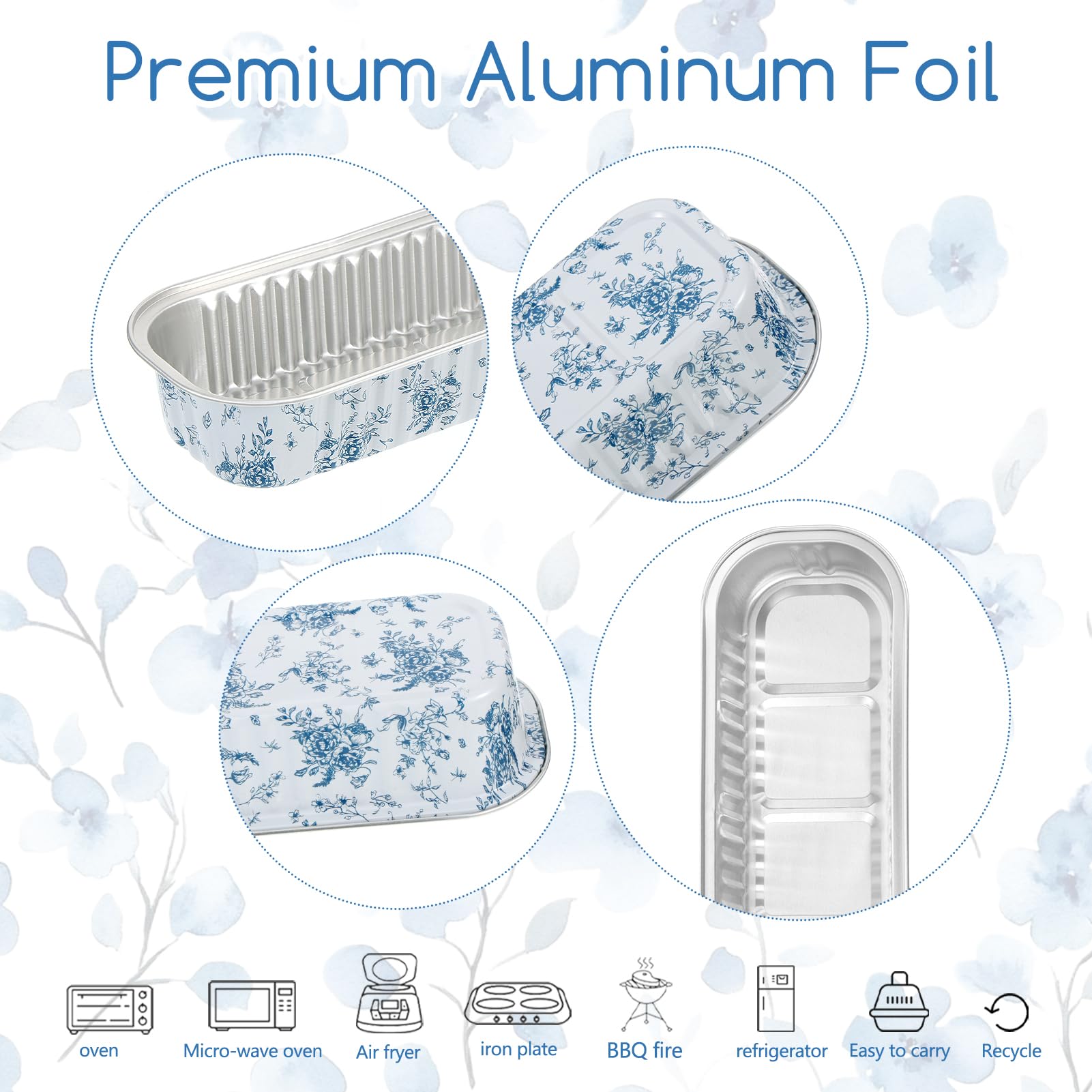 100 szt. mini foremek do pieczenia z pokrywkami, 200 ml prostokątne formy do pieczenia z folii aluminiowej jednorazowe mini foremki do ciasta, Chinoiserie