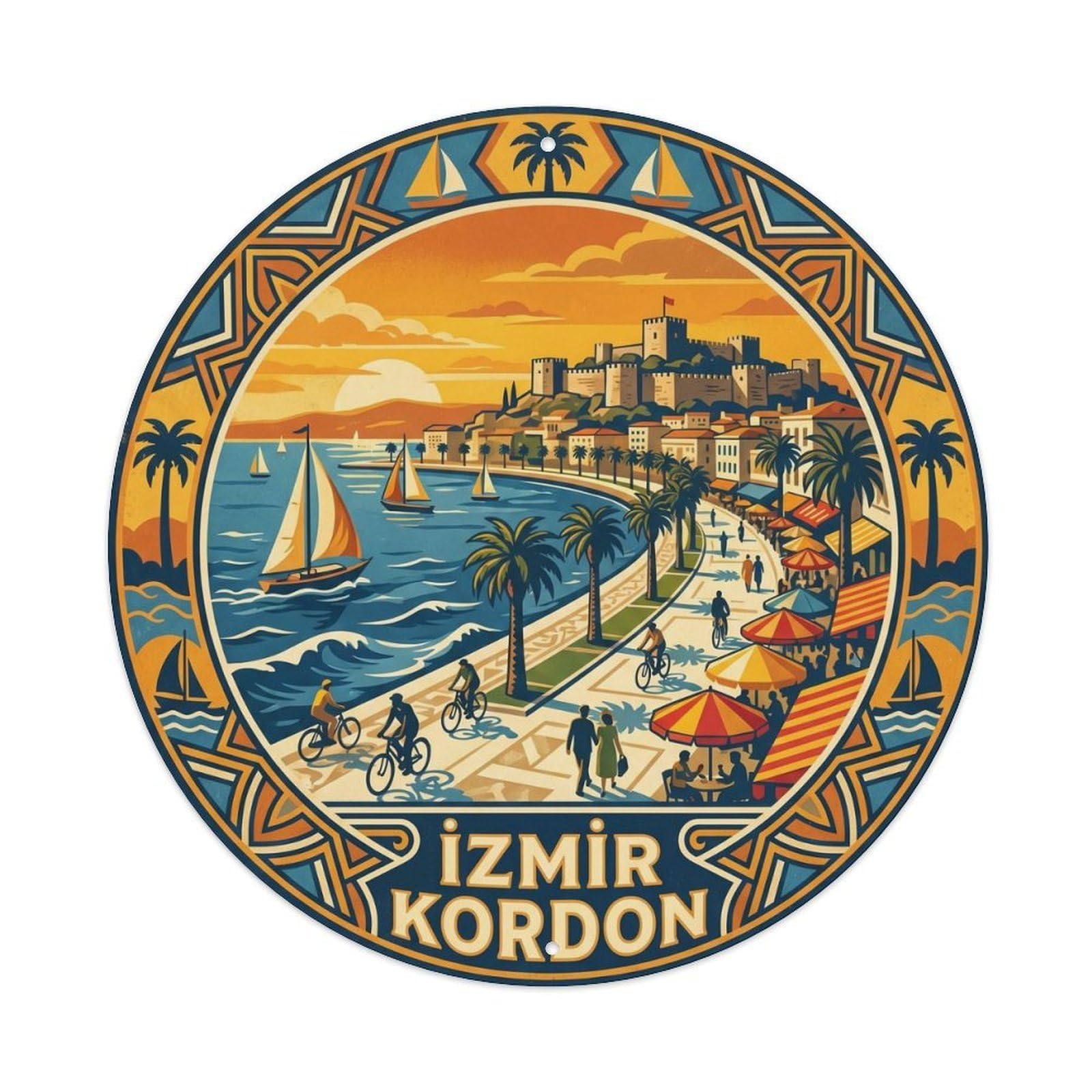 Izmir Kordon Promenade Travel Turkey Bold Color Metal Tin Sign