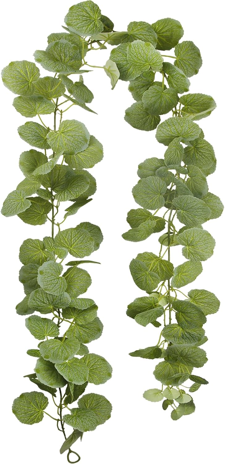 Fake Hanging Plants Vines Artificial Hanging Geranium Leaves for Outdoors Silk Ivy Garland Hanging Aesthetic Plants Greenery Green Leaves for Wedding Bedroom Garden Party Wall Decoration