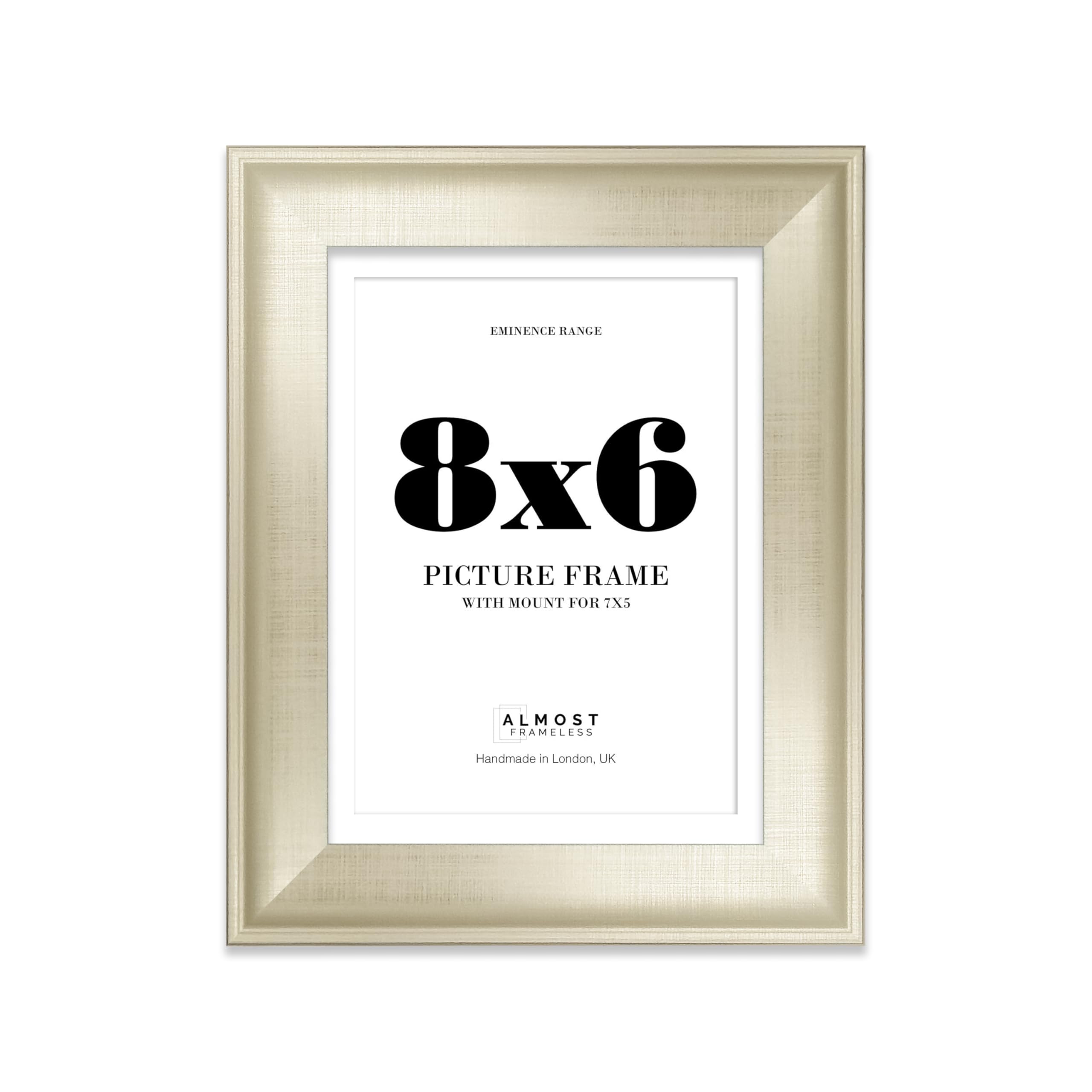 8x6" Silver Picture Frame with 7x5" Mount - Shabby Chic Photo Frame with Distressed Finish, Wall Hooks and Kickstand, 32mm Edge - 1 Pack