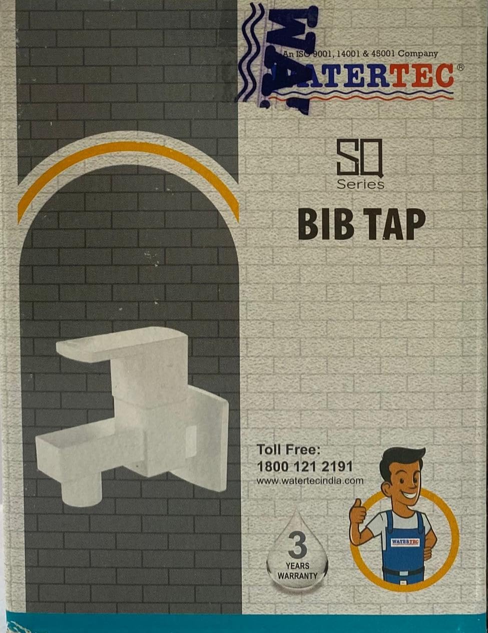 Watertec SQ Series Bib Tap, White and Black | Lever Handle, PVC Body, Easy Installation, Bathroom & Kitchen, 1/2 Inch Inlet-image-47