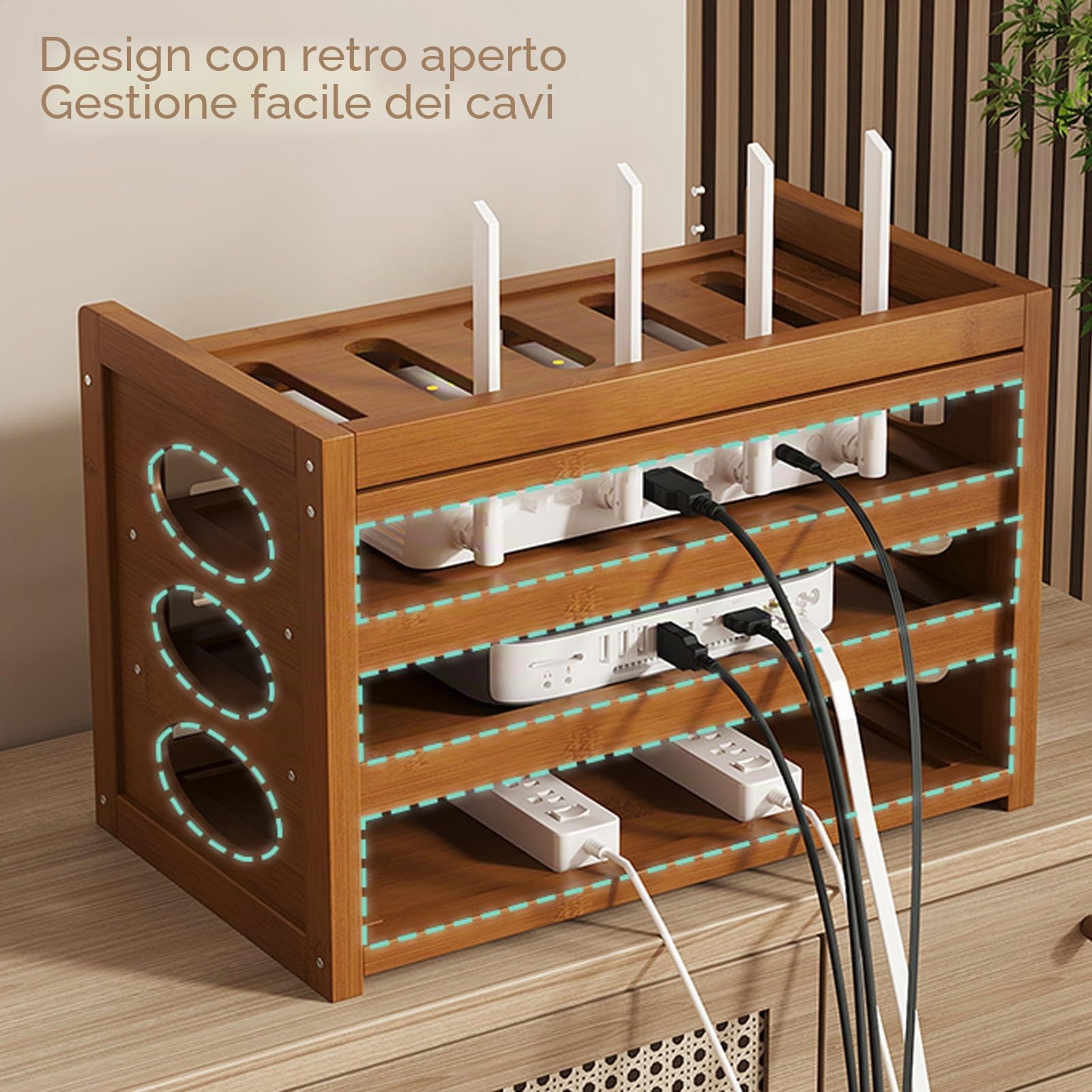 WiFi Armadio per Router, Scatola Portaoggetti per Router WiFi, Mobiletto Porta Modem Router, Mobiletto Portaoggetti Indipendente da Pavimento(White,30.5x28cm/12x11in)