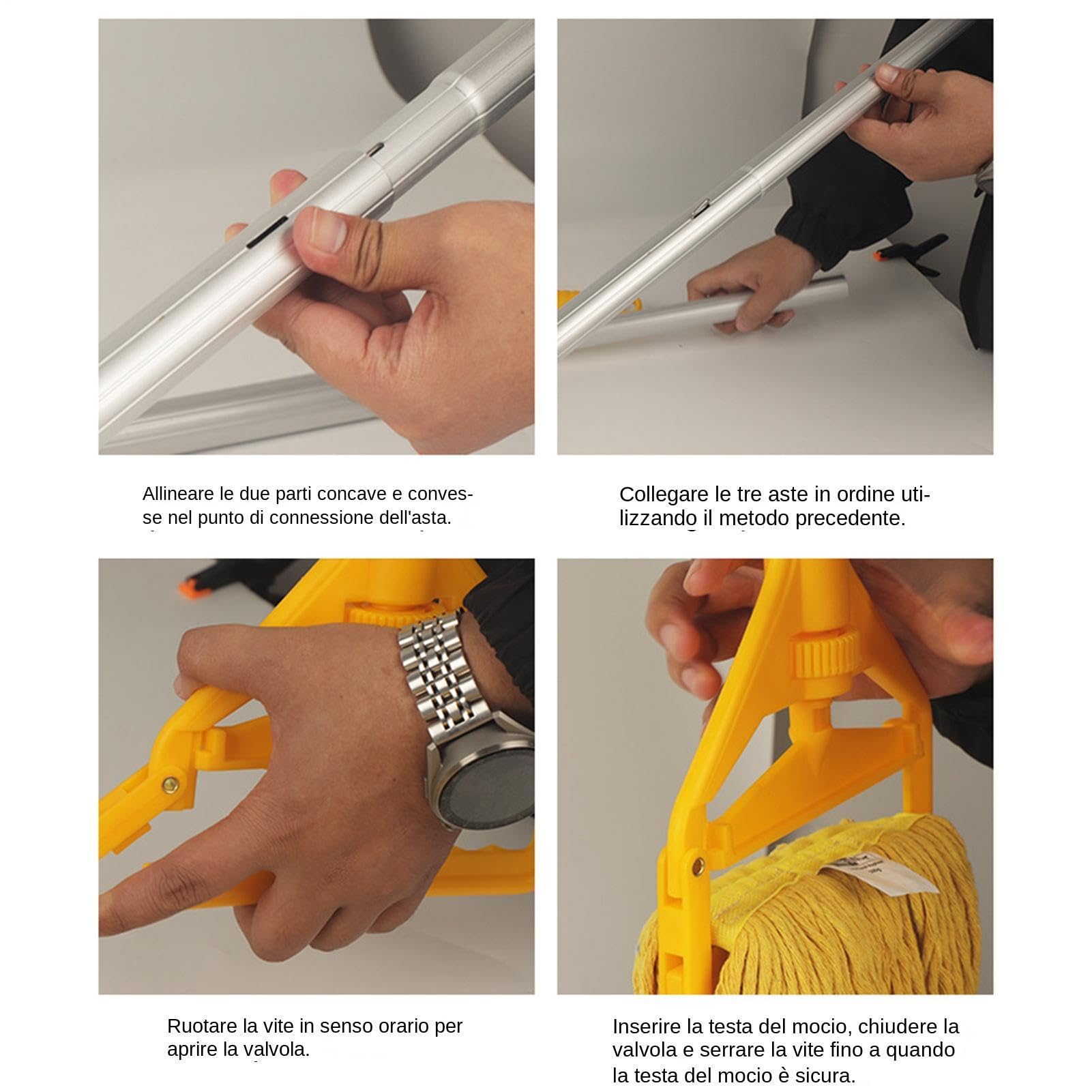 para la limpieza del suelo - Limpiador de cuerdas Mango de aleación de aluminio 153 cm, herramienta extraíble de secciones | Cabezal de alta absorción, solución para el mantenimiento de las cas