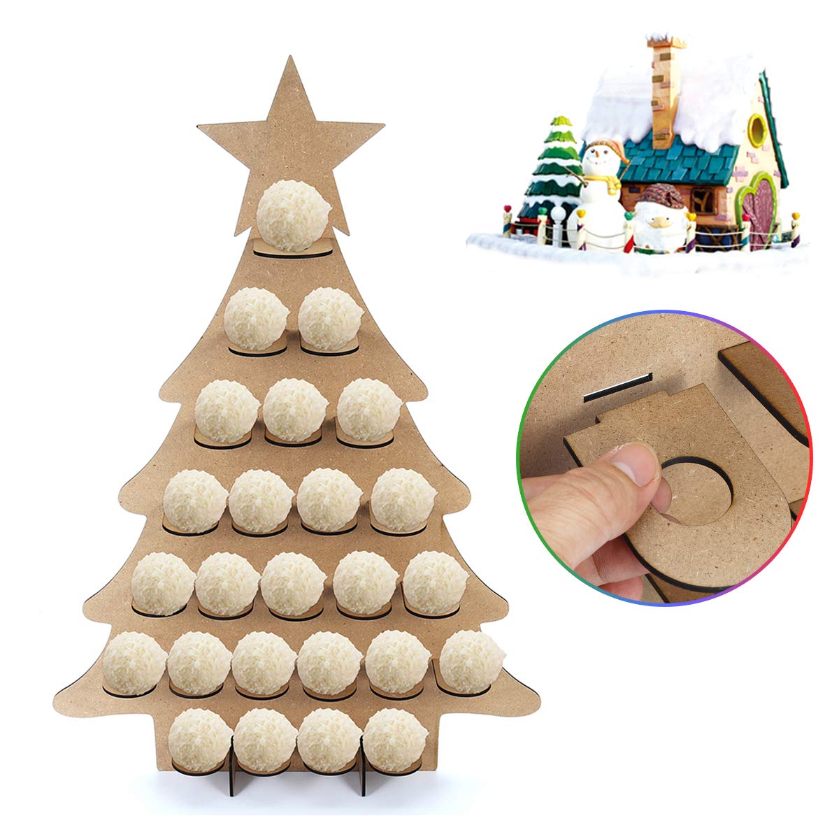 Calendario De Adviento Familiar De Madera Árbol De Navidad 25 Chocolates Estante De Pie Decoraciones De Bricolaje