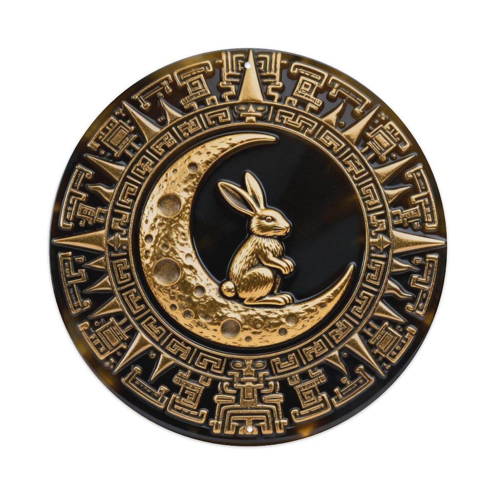 Aztec Moon Rabbit Calendar Metal Tin Sign Plaque